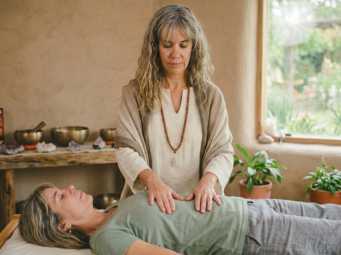 Rosana realizando una sesión de Reiki